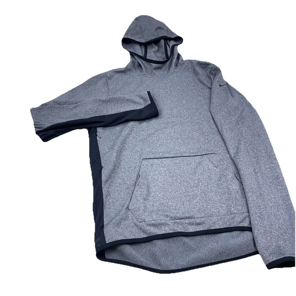 Nike Hoodie Women Large Gray Black Therma Fit Sweatshirt Sweater Performance A72
